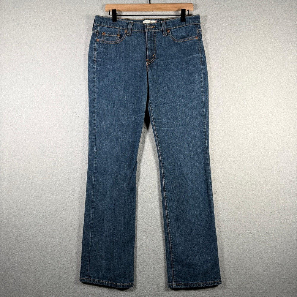Levis 505 Straight Leg Jeans Womens 10 M Medium Wash Blue Stretch Denim